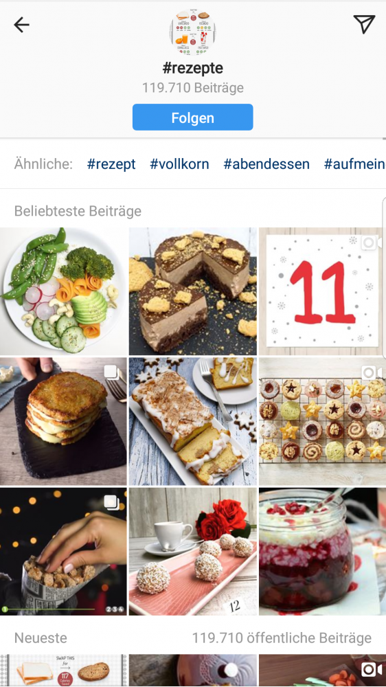 Instagram Hashtags folgen