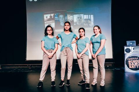 Gruppe Swishies auf der Bühne beim Trau-dich-Wettbewerb