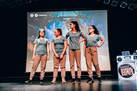 Gruppe Swishies auf der Bühne beim Trau-dich-Wettbewerb