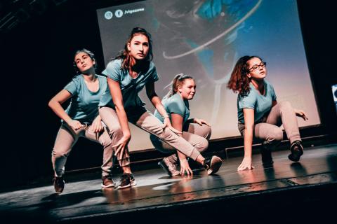 Gruppe Swishies auf der Bühne beim Trau-dich-Wettbewerb